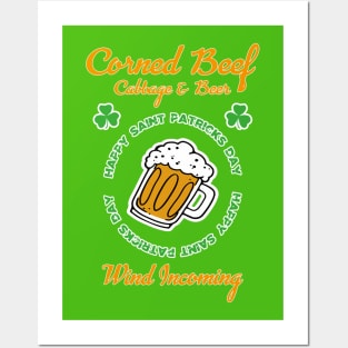 Happy Saint Patricks Day Celebration Corned Beef Cabbage Posters and Art